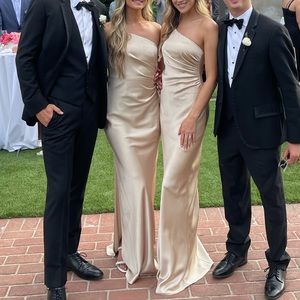 Revelry Jade Satin Bridesmaid Dress